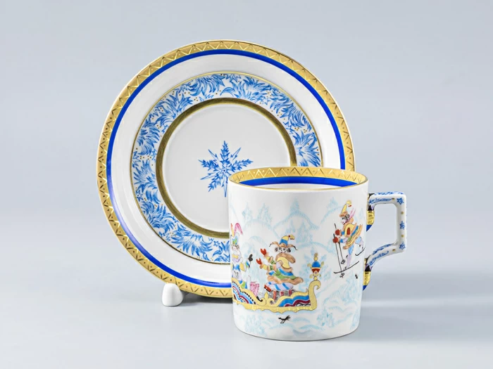 Сервиз чайный форма Гербовая рисунок Зимние забавы, 4 персон 11 предметов, арт. 81.14057.01.1, 