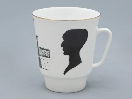 Чашка с блюдцем 165 мл форма Майская рисунок Русские писатели Ахматова, арт. 81.32129.00.1,  Чашка с блюдцем 165 мл форма Майская рисунок Русские писатели Ахматова, арт. 81.32129.00.1,