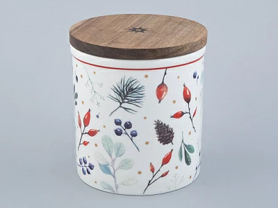 Банка с деревянной крышкой (средняя 120мм) форма Стандартная рисунок Календа арт. 42.00039.00.1