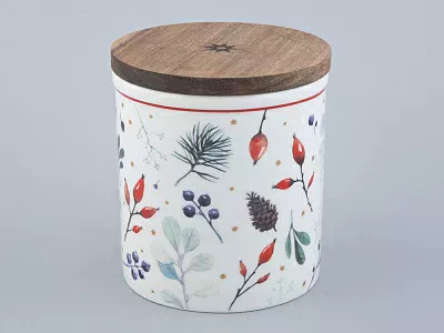 Банка с деревянной крышкой (средняя 120мм) форма Стандартная рисунок Календа арт. 42.00039.00.1