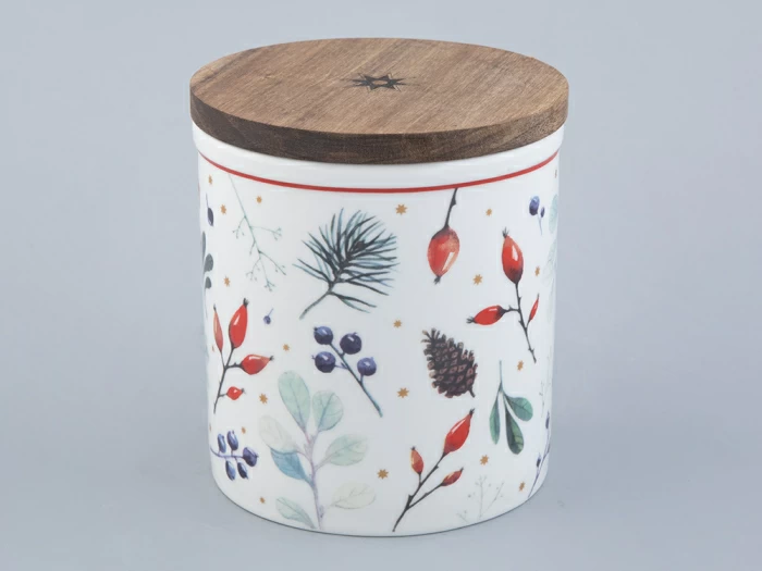 Банка с деревянной крышкой (средняя 120мм) форма Стандартная рисунок Календа арт. 42.00039.00.1, 