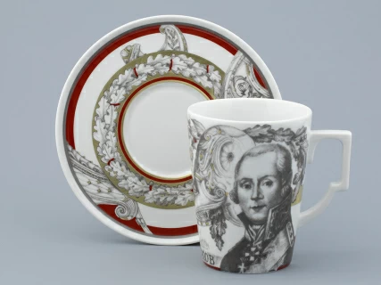 Бокал с блюдцем в подарочной упаковке, форма Гранд, рисунок Полководцы России Федор Ушаков, арт. 81.32433.00.1,  Бокал с блюдцем в подарочной упаковке, форма Гранд, рисунок Полководцы России Федор Ушаков, арт. 81.32433.00.1,