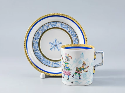 Сервиз чайный форма Гербовая рисунок Зимние забавы, 4 персон 11 предметов, арт. 81.14057.01.1, 
