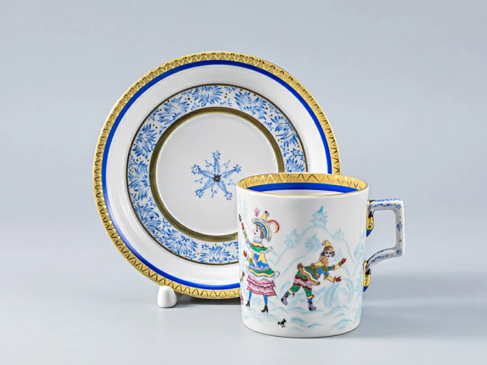 Сервиз чайный форма Гербовая рисунок Зимние забавы, 4 персон 11 предметов, арт. 81.14057.01.1, 