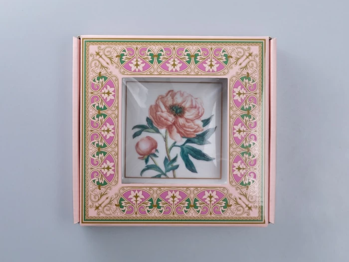 Подставка для мелочей в подарочной упаковке, форма Квадратная, рисунок Дивный Пион, арт 81.34212.00.1, 