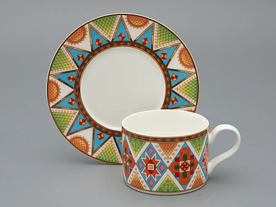 Чашка с блюдцем 250 мл форма Премиум, рисунок Петушки-гребешки, арт 81.33559.00.1