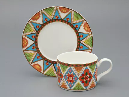 Чашка с блюдцем 250 мл форма Премиум, рисунок Петушки-гребешки, арт 81.33559.00.1