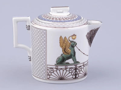 Сервиз чайный на 6 персон 21 предмет, форма Гербовая, рисунок Серебряный город, арт. 81.32583.00.1 Сервиз чайный на 6 персон 21 предмет, форма Гербовая, рисунок Серебряный город, арт. 81.32583.00.1