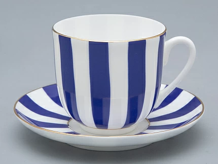 Чашка с блюдцем кофейная 180 мл форма Ландыш рисунок Да и нет (кобальт) арт. 81.16086.00.1