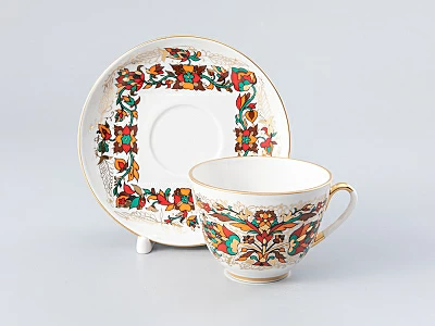 Чашка с блюдцем чайная 250 мл форма Весенняя рисунок Красный петух арт. 81.15418.00.1