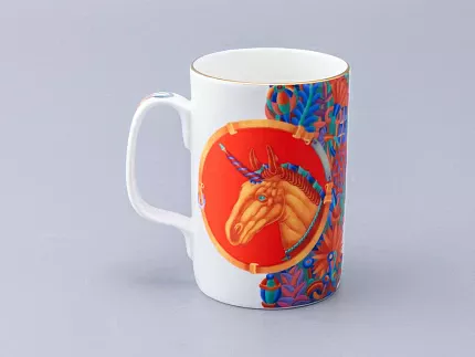 Бокал с блюдцем и крышкой 400мл в подарочной упаковке, форма Топ, рисунок Единорог, арт. 81.34424.00.1