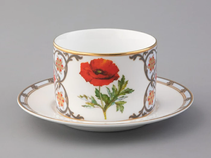 Чашка с блюдцем 250 мл в подарочной упаковке форма Соло, рисунок, Мак восточный, арт.81.32655.00.1,  Чашка с блюдцем 250 мл в подарочной упаковке форма Соло, рисунок, Мак восточный, арт.81.32655.00.1,