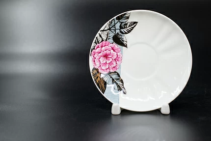 Блюдце Серая Роза на форме Ветерок, арт 60.00214.00.1