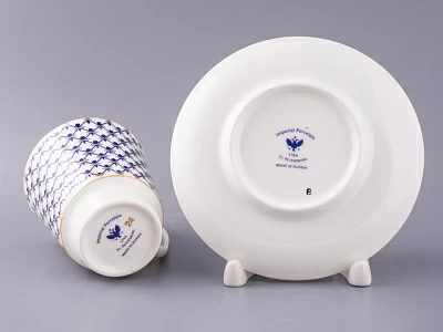 Чашка с блюдцем кофейная 165 мл форма Майская рисунок Кобальтовая сетка арт. 81.14574.00.1