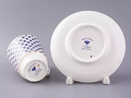 Чашка с блюдцем кофейная 165 мл форма Майская рисунок Кобальтовая сетка арт. 81.14574.00.1