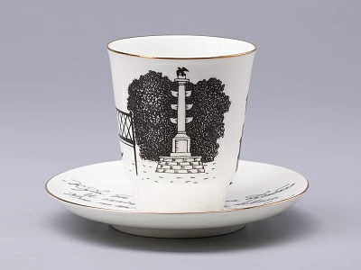 Чашка с блюдцем 165 мл форма Майская рисунок Русские писатели Пушкин, арт. 81.31157.00.1