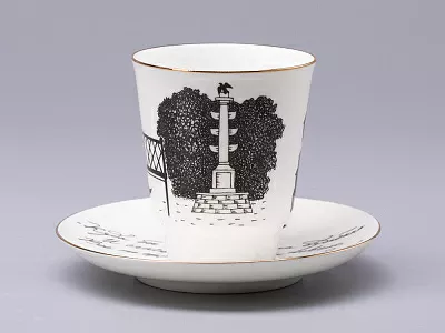 Чашка с блюдцем 165 мл форма Майская рисунок Русские писатели Пушкин, арт. 81.31157.00.1