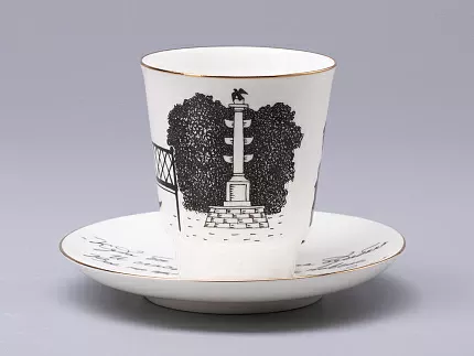 Чашка с блюдцем 165 мл форма Майская рисунок Русские писатели Пушкин, арт. 81.31157.00.1