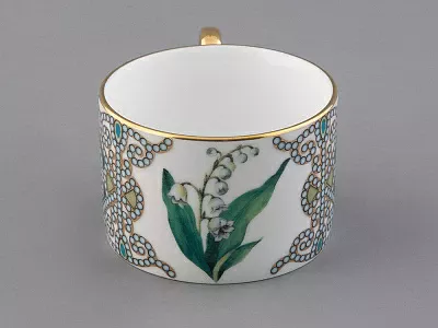 Чашка с блюдцем 250 мл в подарочной упаковке форма Соло, рисунок, Ландыш майский, арт. 81.32654.00.1