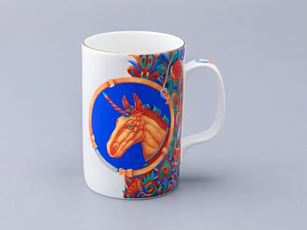 Бокал с блюдцем и крышкой 400мл в подарочной упаковке, форма Топ, рисунок Единорог, арт. 81.34424.00.1