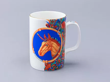 Бокал с блюдцем и крышкой 400мл в подарочной упаковке, форма Топ, рисунок Единорог, арт. 81.34424.00.1