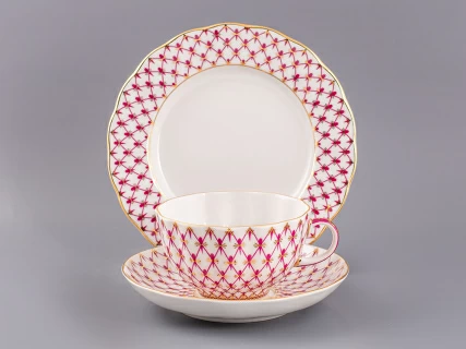 Трехпредметный комплект чайный форма Тюльпан рисунок Сетка-Блюз 2 арт. 81.24813.00.1, 