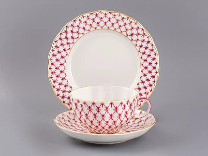 Трехпредметный комплект чайный форма Тюльпан рисунок Сетка-Блюз 2 арт. 81.24813.00.1