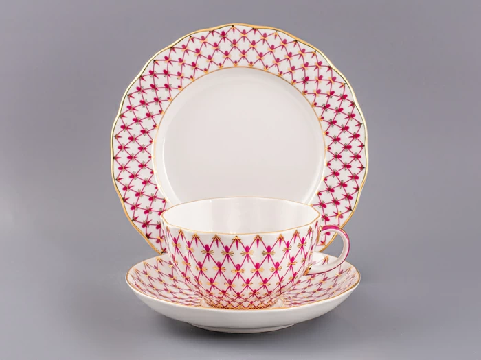 Трехпредметный комплект чайный форма Тюльпан рисунок Сетка-Блюз 2 арт. 81.24813.00.1, 