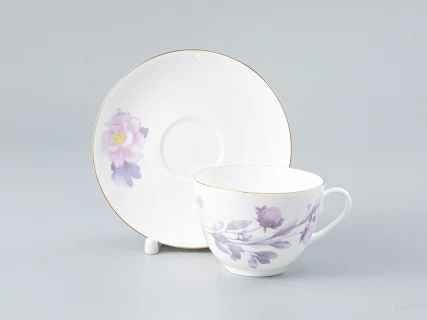 Чашка с блюдцем форма Весенняя-2 рисунок Нежный пион (сиреневый), арт. 81.28781.00.1, 