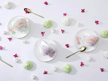 Чашка с блюдцем форма Весенняя-2 рисунок Нежный пион (зеленый), арт. 81.28779.00.1