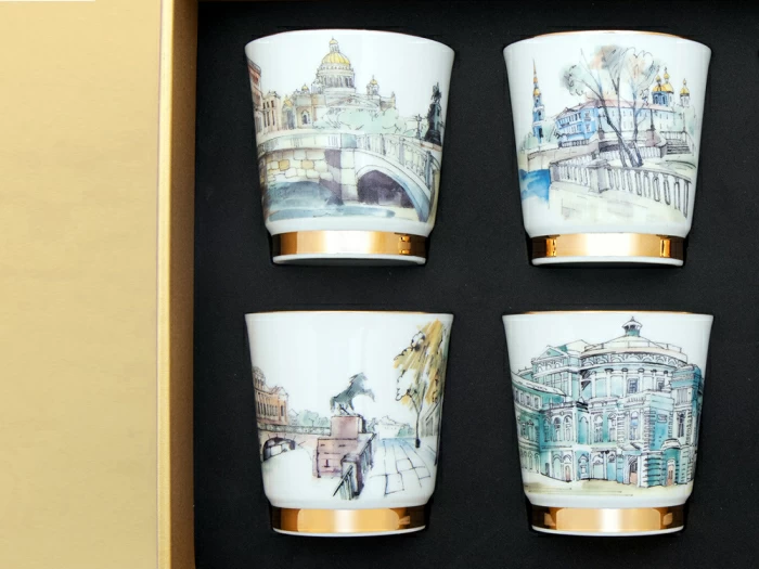 Подарочный набор стопок форма Сувенирная 1, рисунок Виды С-Петербурга арт. 81.31737.00.1, 