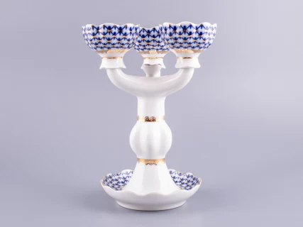 Подсвечник Трехрожковый Тюльпан Кобальтовая сетка арт. 80.07627.00.1, 