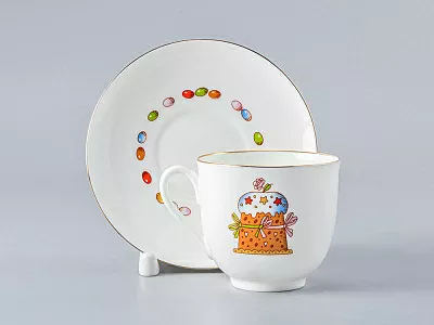 Чашка с блюдцем кофейная 180 мл форма Ландыш рисунок Пасха и Кулич арт. 81.23095.00.1