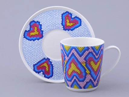 Чашка с блюдцем чайная, форма Колокол, рисунок Боа радужный, арт. 81.32688.00.1, 