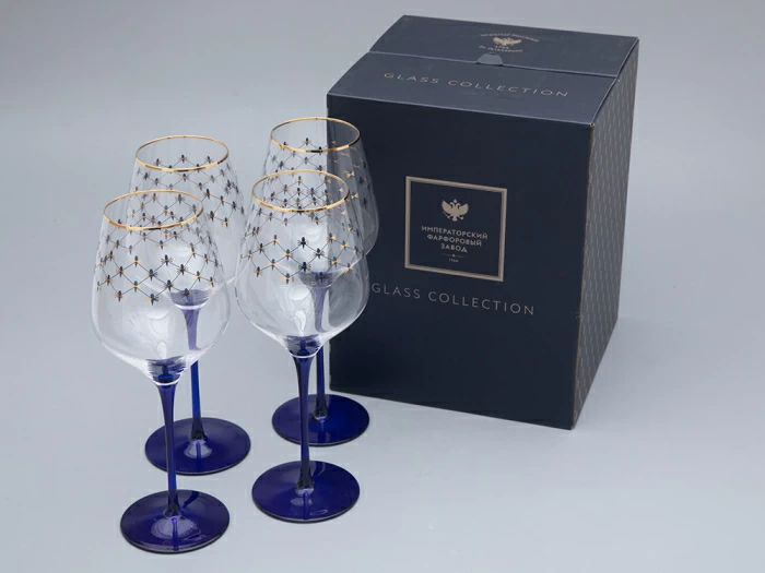 Набор (4 бокала для вина) 380 мл Кобальтовая сетка арт. 14.11001.07, 