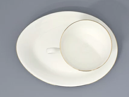 Чашка с блюдцем чайная на ножке форма Премиум рисунок Золотая лента, арт. 81.33527.00.1, 