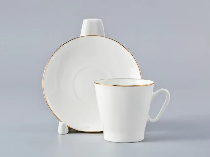 Чашка с блюдцем кофейная 80 мл.,  форма Черный кофе, рисунок Золотой кантик арт. 81.14441.00.1, 