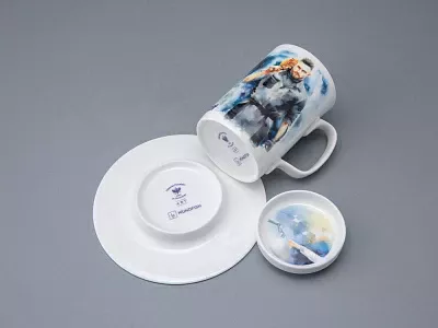 Бокал с блюдцем и крышкой 400мл в подарочной упаковке, форма Топ, рисунок Atomic Heart 1, арт 81.34448.00.1