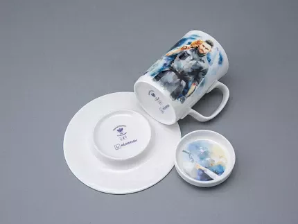 Бокал с блюдцем и крышкой 400мл в подарочной упаковке, форма Топ, рисунок Atomic Heart 1, арт 81.34448.00.1