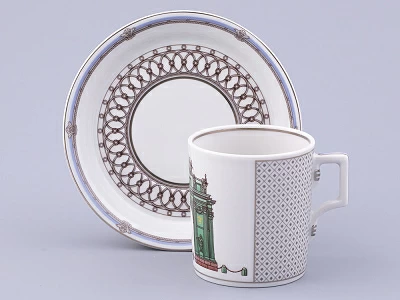 Сервиз чайный на 6 персон 21 предмет, форма Гербовая, рисунок Серебряный город, арт. 81.32583.00.1 Сервиз чайный на 6 персон 21 предмет, форма Гербовая, рисунок Серебряный город, арт. 81.32583.00.1