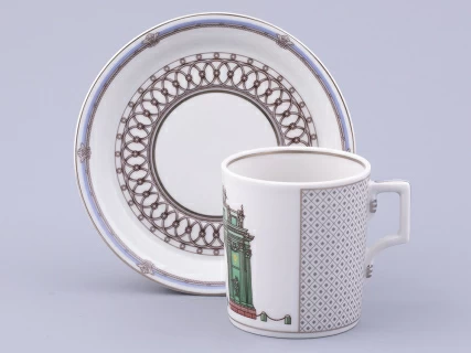 Сервиз чайный на 6 персон 21 предмет, форма Гербовая, рисунок Серебряный город, арт. 81.32583.00.1,  Сервиз чайный на 6 персон 21 предмет, форма Гербовая, рисунок Серебряный город, арт. 81.32583.00.1,