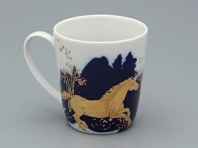 Чашка с блюдцем чайная, форма Колокол рисунок Зимняя дорога, арт. 81.34078.00.1