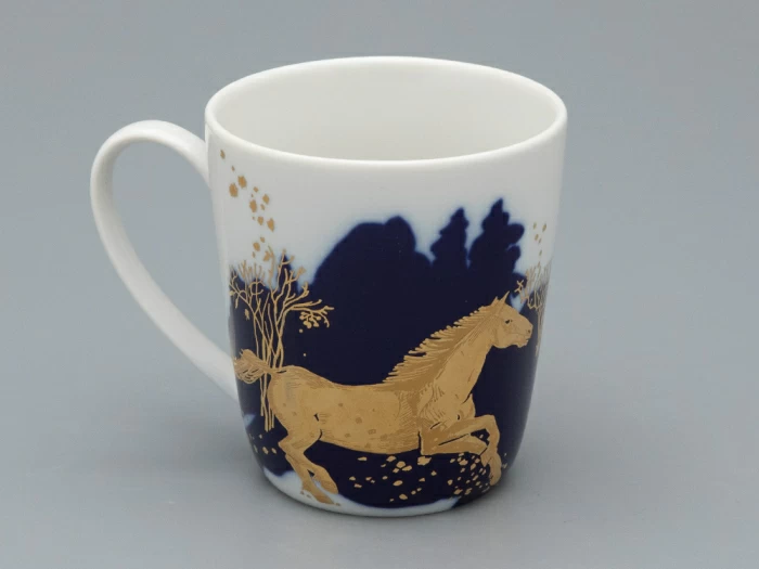 Чашка с блюдцем чайная, форма Колокол рисунок Зимняя дорога, арт. 81.34078.00.1, 