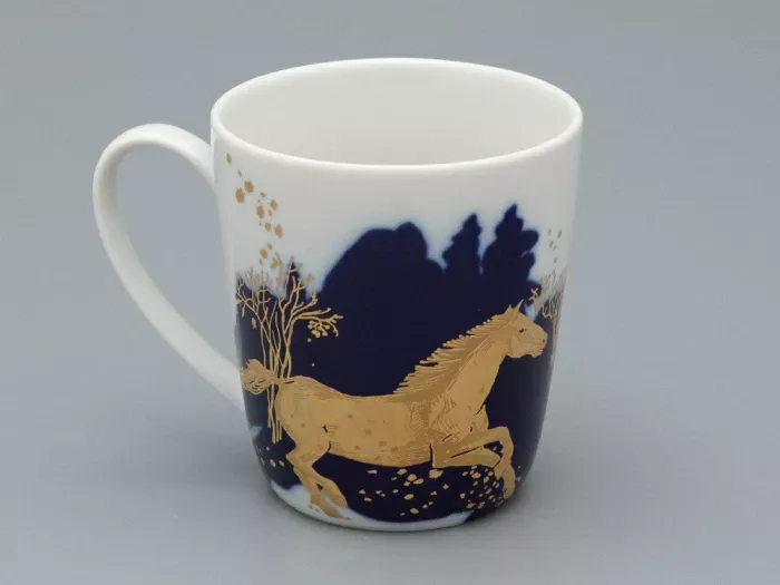 Чашка с блюдцем чайная, форма Колокол рисунок Зимняя дорога, арт. 81.34078.00.1, 