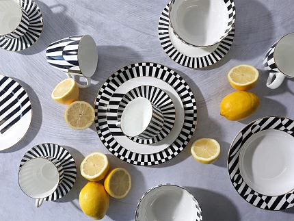 Чашка с блюдцем чайная форма Ландыш рисунок Да и нет Черный, арт. 81.32283.00.1