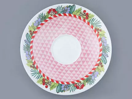 Бокал с блюдцем форма Весна рисунок Зимняя история (розовый) арт. 81.31857.00.1