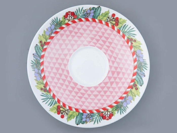 Бокал с блюдцем форма Весна рисунок Зимняя история (розовый) арт. 81.31857.00.1, 