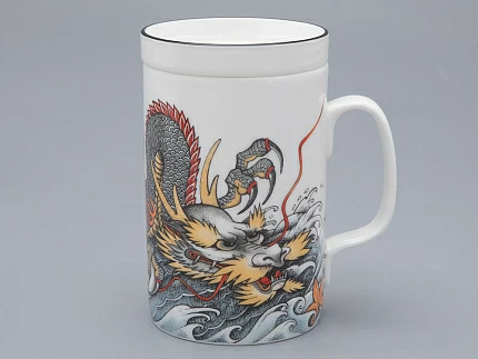 Бокал с крышкой и блюдцем в подарочной упаковке, форма top. рисунок TATTOO Dragon арт. 81.31627.00.1