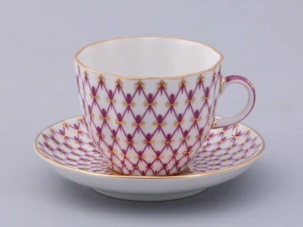 Чашка с блюдцем кофейная форма Тюльпан рисунок Сетка-Блюз 2 арт. 81.29586.00.1, 