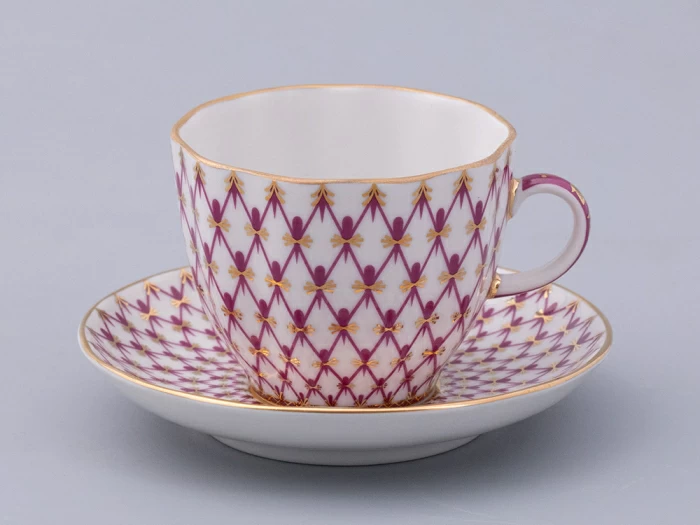 Чашка с блюдцем кофейная форма Тюльпан рисунок Сетка-Блюз 2 арт. 81.29586.00.1, 